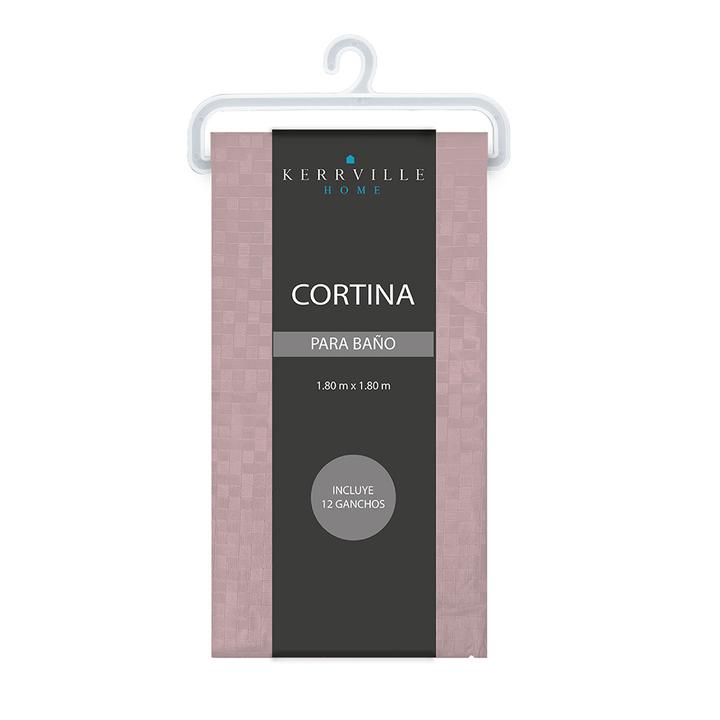Cortina Baño Minicuadros Champagne 12 Ganchos 1 Pz