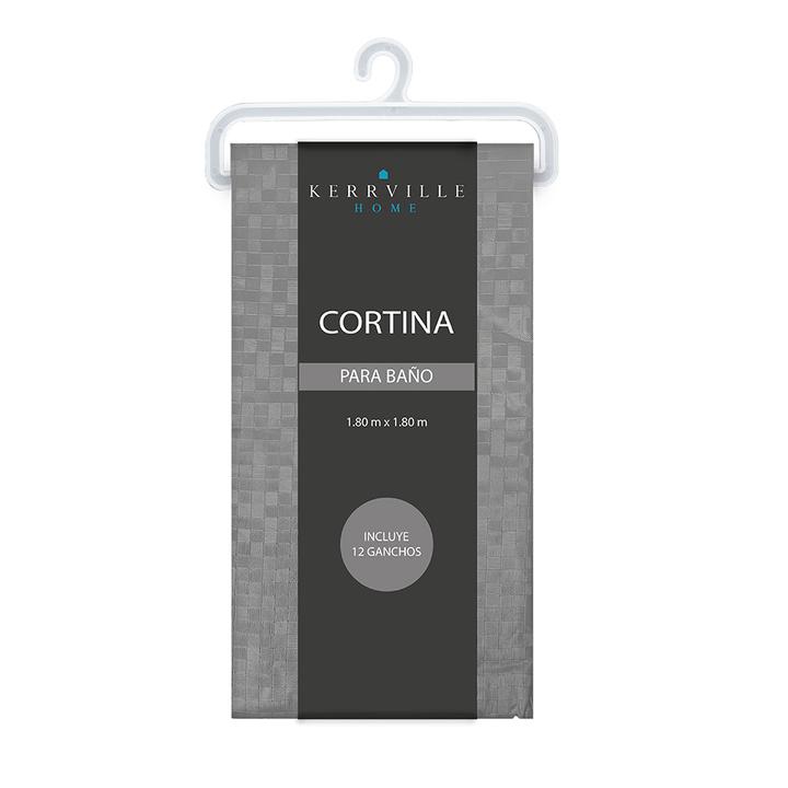 Cortina Baño Minicuadros Oxford 12 Ganchos 1 Pz