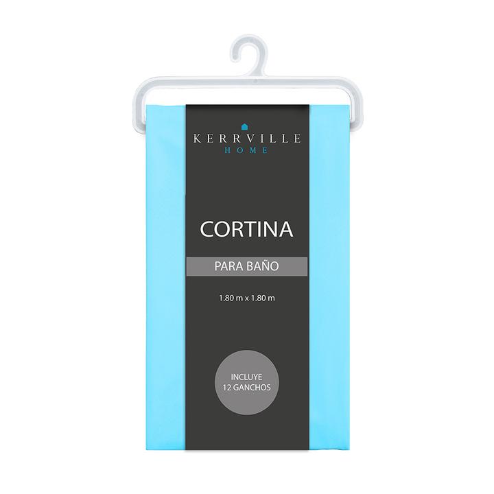 Cortina Baño Premium Azul Cielo 12 Ganchos 1 Pz