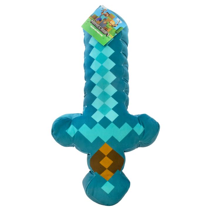 Cojin Minecraft Shape Espada Diamante Color Azul 65 Cm