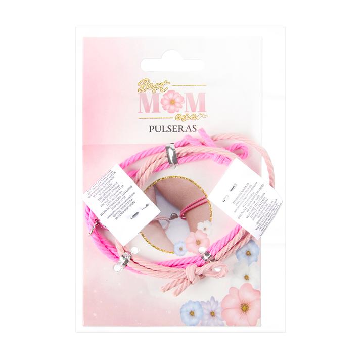 Set De Pulseras Mamá E Hija Con Dije De Corazón 2 Pz