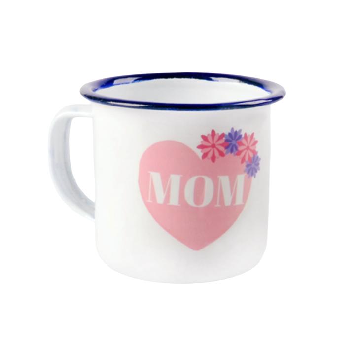 Taza Con Frase "Mom" Con Corazón Rosa