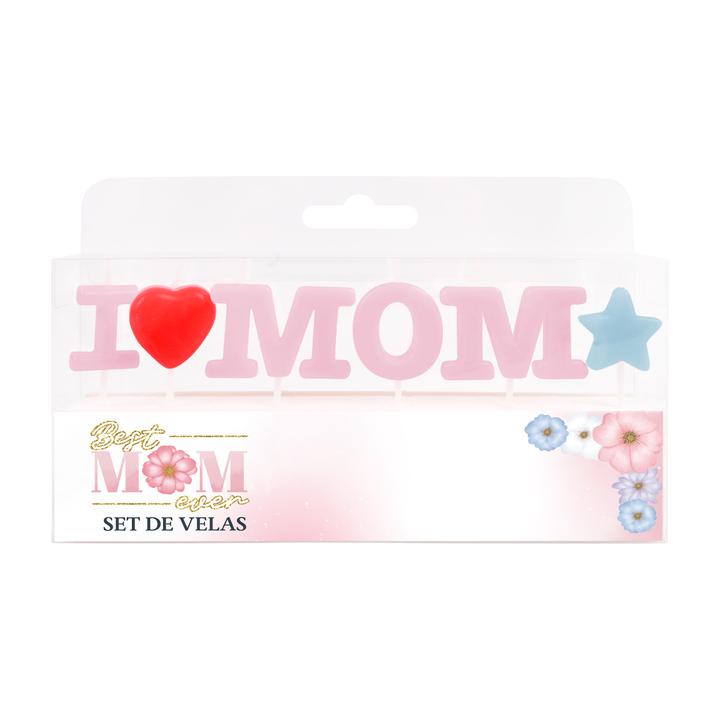 Set De Velas I Love Mom 6 Pz
