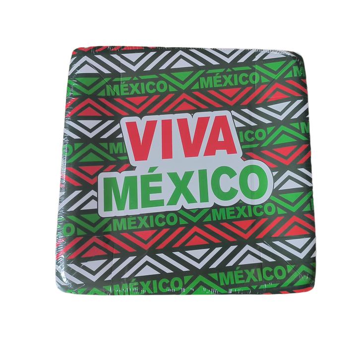 Plato Cuadrado Para Fiestas Con Diseño De México 12 Pz