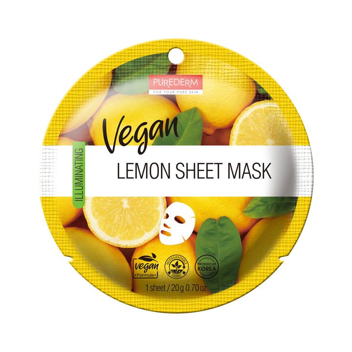 Mascarilla Facial De Tela Purederm Iluminadora Vegana De Limón 20 G