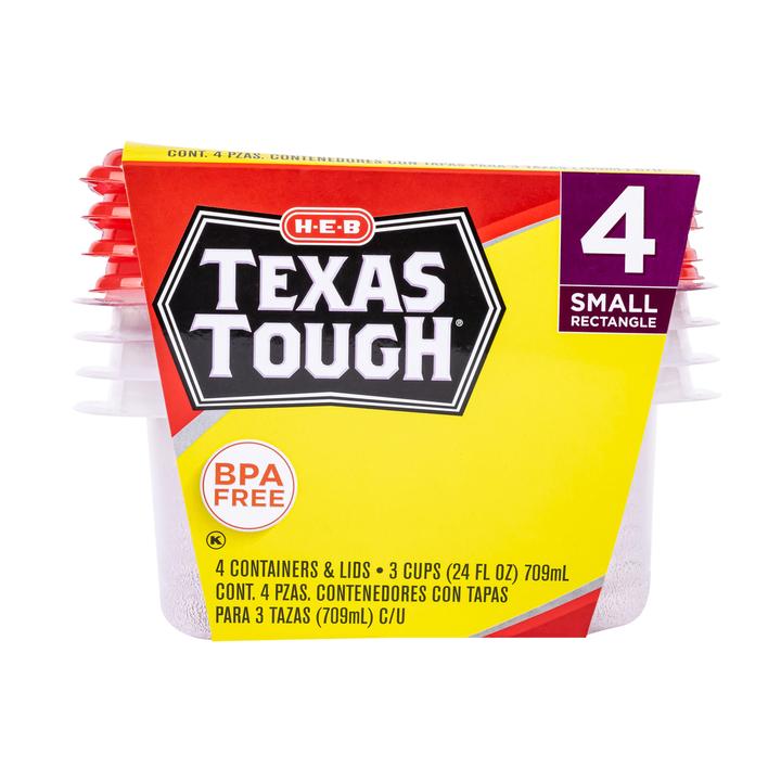Contenedores De Plástico Rectangular Heb Pequeño 24 Oz 4 Pz