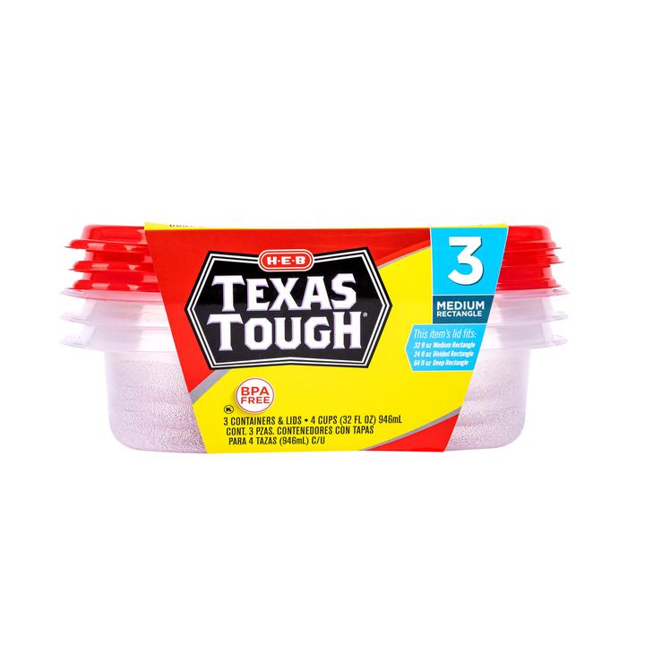 Contenedores De Plástico Rectangular De 32 Oz Con 3 Pz