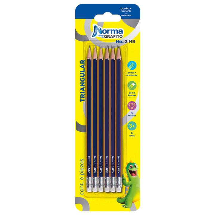 Blíster Lápices Grafito 6pz Triangulares 2 Pz