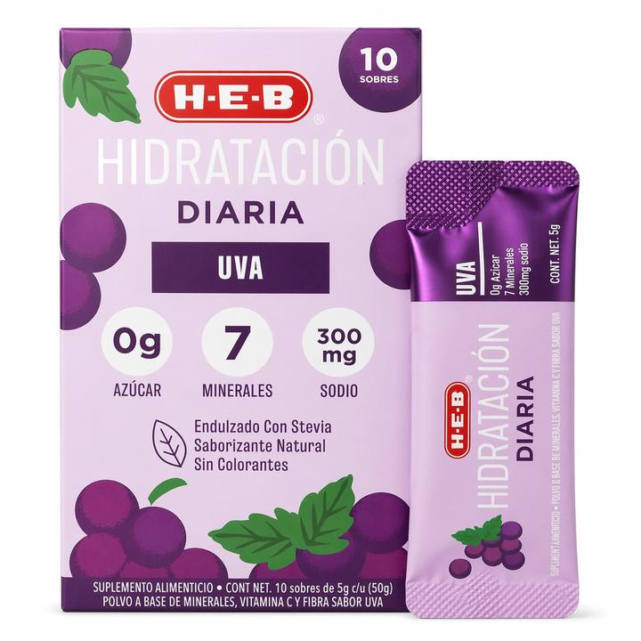 Heb Hidratación Diaria Sabor Uva Con 10 Sobres