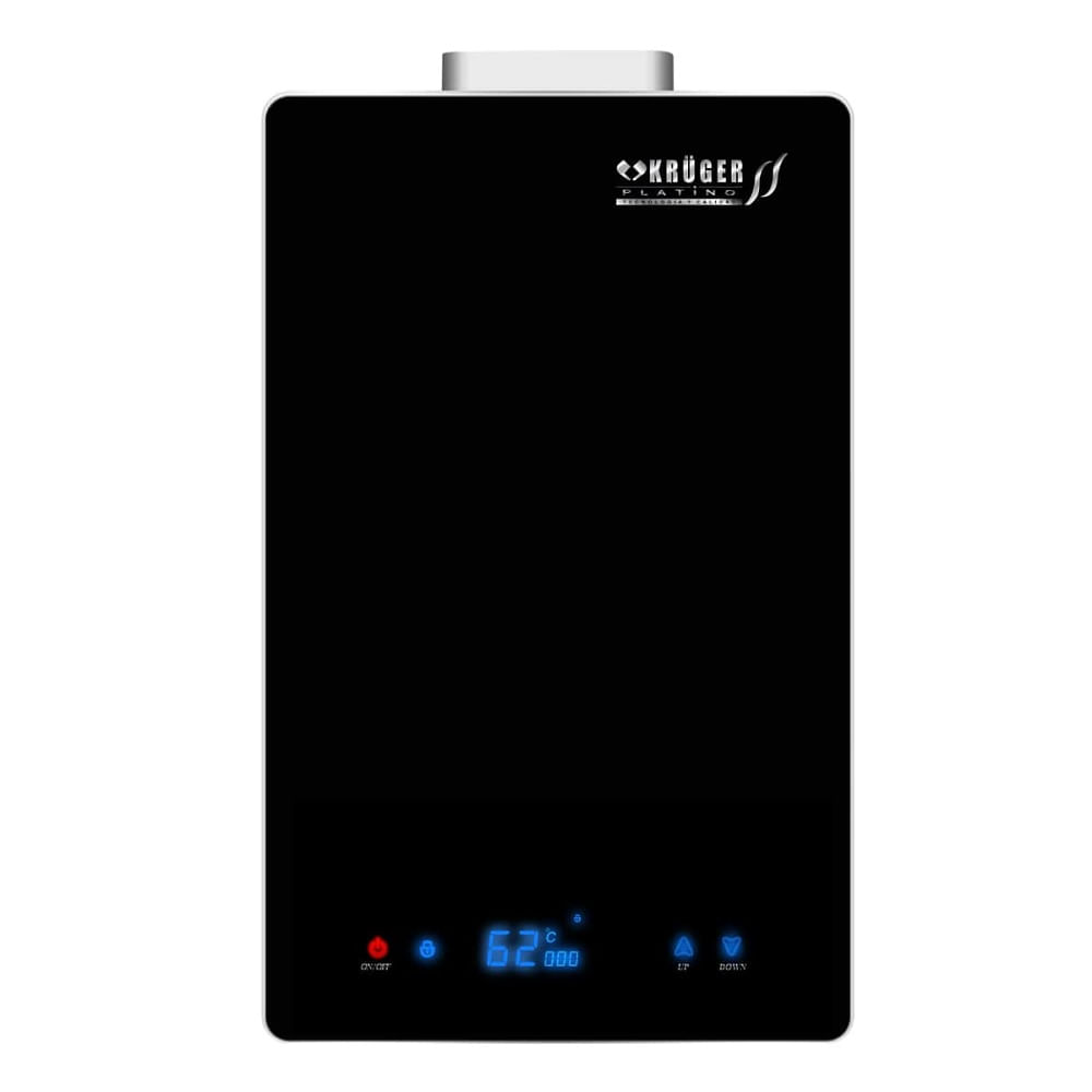 Calentador Instantáneo Krüger Platino Modelo 3612n Sin Piloto 12 Lts X Minuto Gas Natural Color Negro