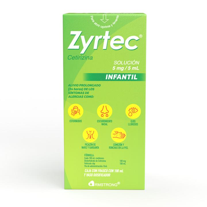 Zyrtec Solución 5 Mg/5 Ml Frasco Con 100 Ml C/Vaso Dosificador