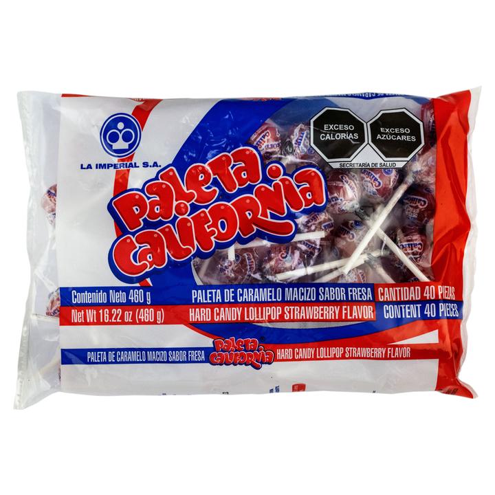 Paleta De Caramelo Macizo California Fresa 40 Pz