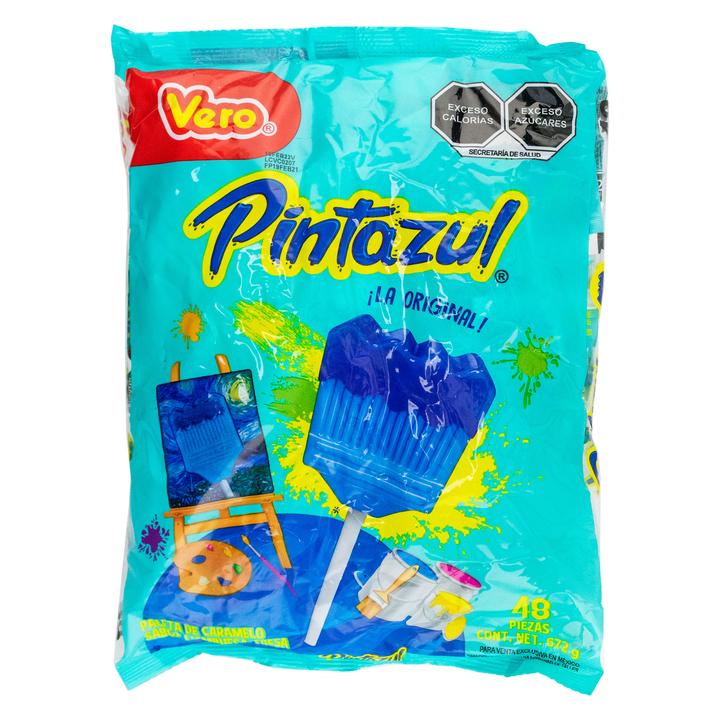 Paleta De Caramelo Brochita Pinta Azul 48 Pz