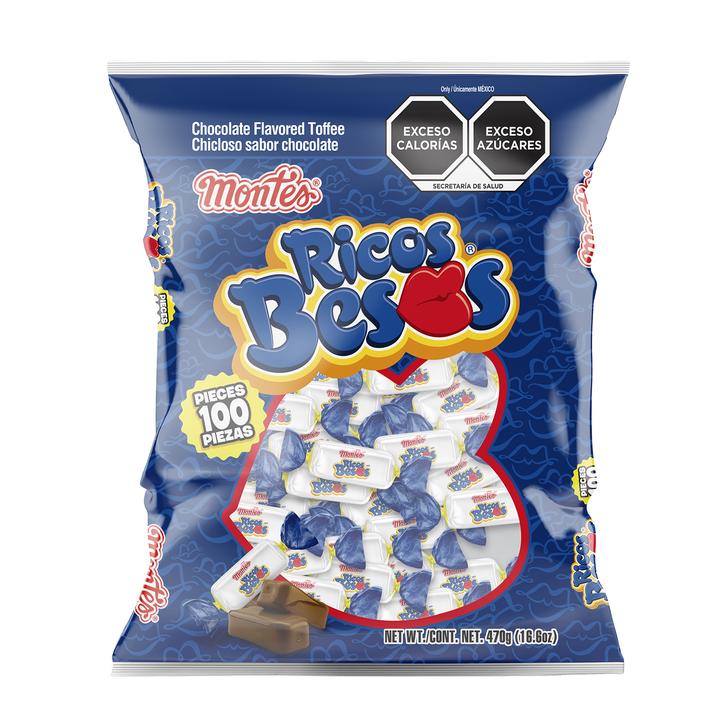 Ricos Besos Chicloso Sabor Chocolate De 100 Pz