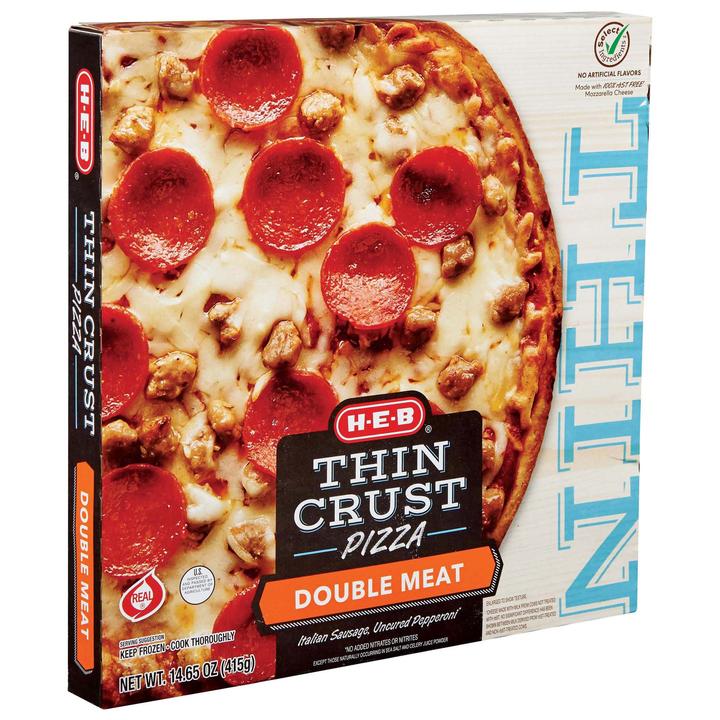 Heb Pizza Congelada Thin Crust Double Meat 453 G