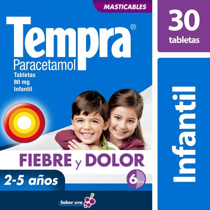 Analgésico Tempra Infantil Sabor Uva 30 Pz