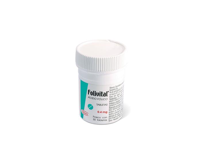 Folivital 0.4 Mg Tab 30 Acido Folico 30 Pz
