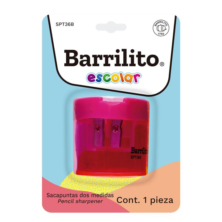 Sacapuntas Barrilito De Doble Orificio Con Tapa Y Depósito