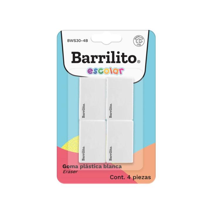 Goma Plástica Barrilito Blanca Con 4 Pz