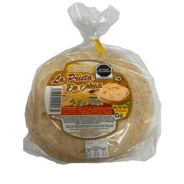 La Prieta Tortillas De Harina De Mesa 20 Pz