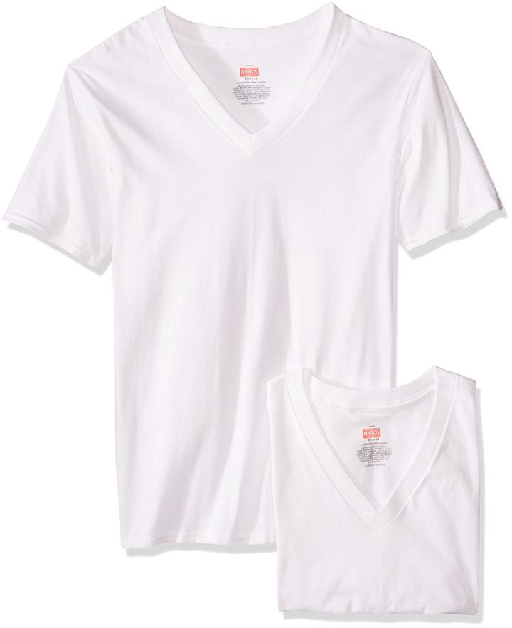 Playera Cuello V Caballero Ch Paq.2 Blanco 2 Pz