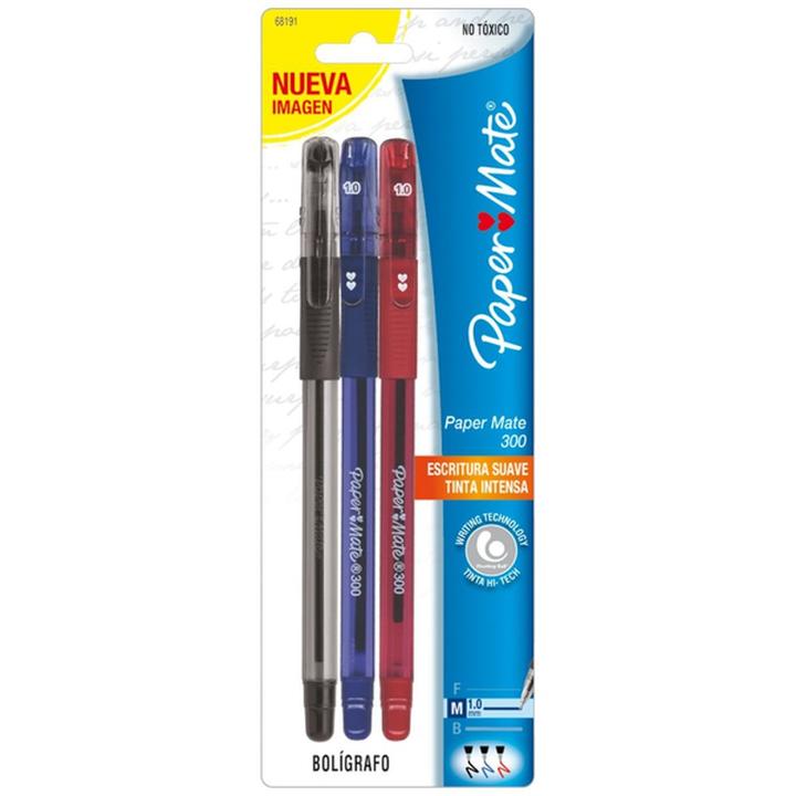 Bolígrafo Paper Mate 300 Mediano Surtido Con 3 Pz