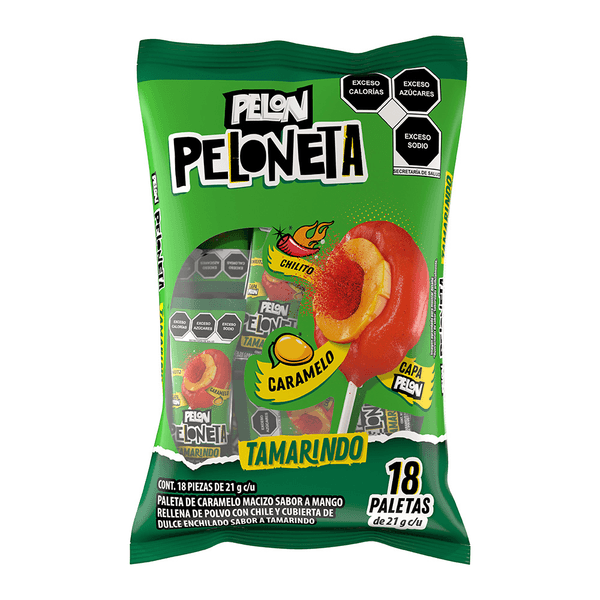 Dulce Enchilado Pelón Pelo Rico Peloneta Sabor Mango Cubierta Sabor Tamarindo 21 G
