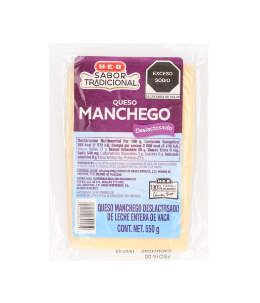 Heb Sabor Tradicional Queso Manchego Deslactosado 550 G