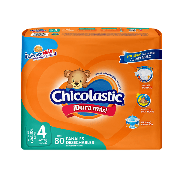 Chicolastic Pañal Talla 4 Grande 80 Pz