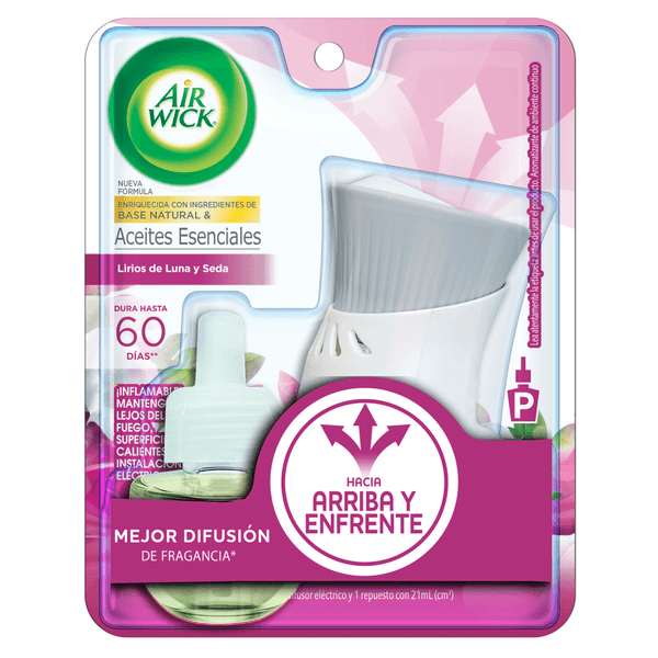 Air Wick Aromatizante De Ambiente Eléctrico Aceites Esenciales Lirios De Luna Y Seda 2 Pz