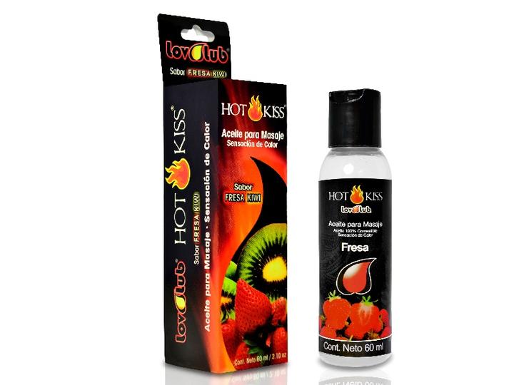Aceite Para Masaje Hot Kiss Fresa Y Kiwi 60 Ml