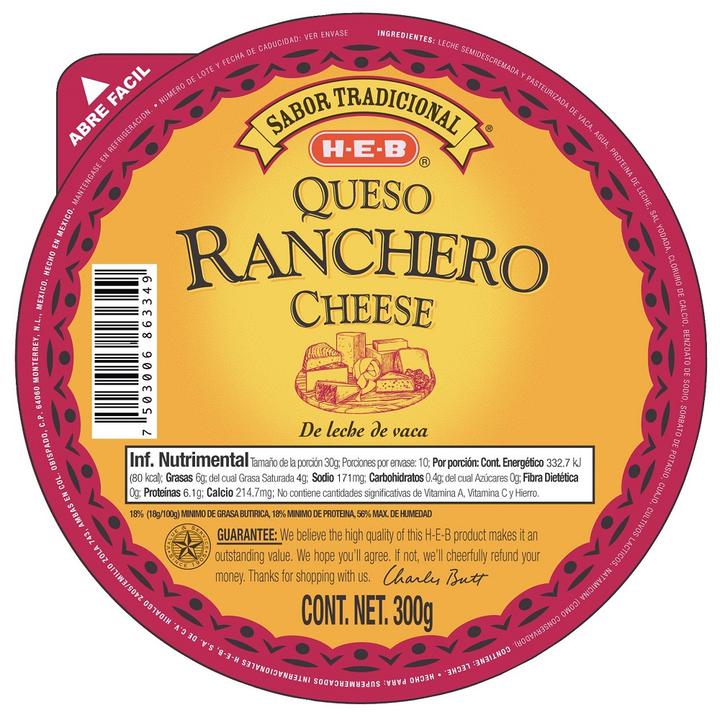 Heb Sabor Tradicional Queso Ranchero 300 G