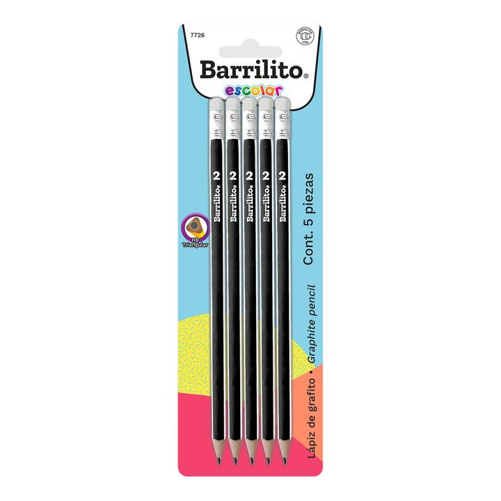 Lápiz De Grafito Barrilito Número 2 Con 5 Pz