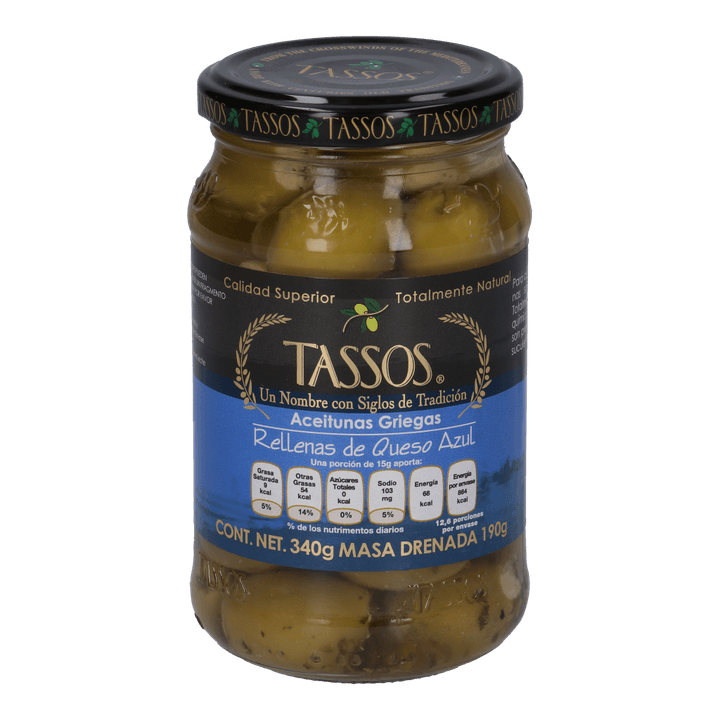 Tassos Aceitunas Rellenas De Queso Azul 345 G