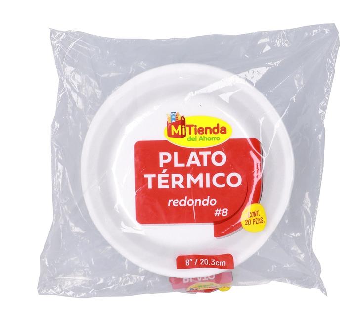Platos Desechables Termico #8 Redondo 20 Pz