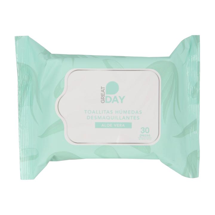 Toallitas De Limpieza Facial Aloe Vera Great Day 30 Pz