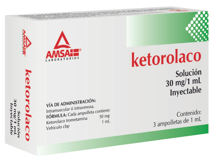 Ketorolaco Sol Iny 30 Mg 3 Amps 1 Ml Gen 3 Pz