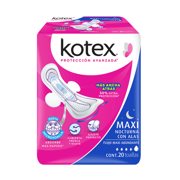 Toalla Fem Kotex Maxi Con Alas 20 Pz