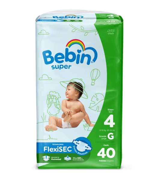 Pañales Para Bebé Bebin Super Unisex Etapa 4 Grande Con 40 Pañales