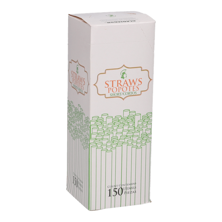 Popote Corto Bio Duro Transparente 150 Pz 150 Pz