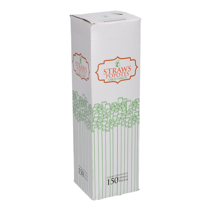 Popotes Biodegradables Largos 150 Pz