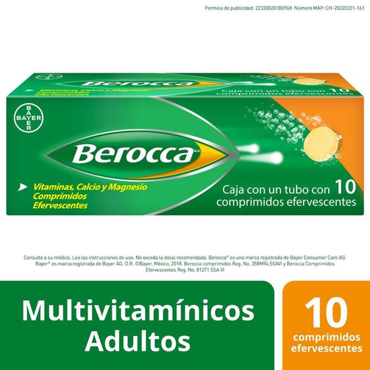 Bayer Berocca Vitaminas, Calcio Y Magnesio Con 10 Pz