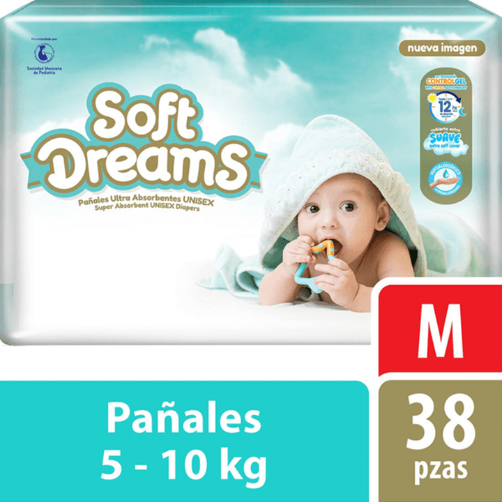 Soft Dreams Pañales De Bebé Ultra Absorbentes Unisex Mediano Etapa 3 38 Pz