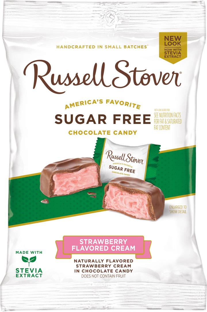 Russell Stover Chocolate Sin Azúcar Relleno De Fresa 85 G 12 Pz