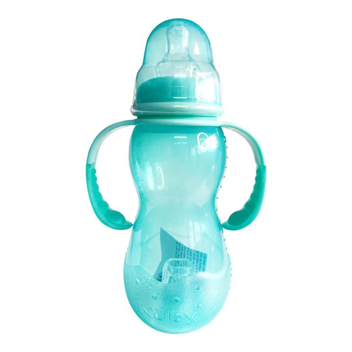 Biberón De Cuello Estándar Con Asas Y Mamila Antiderrames Y Anticólicos Flujo Variable Nuby 7oz