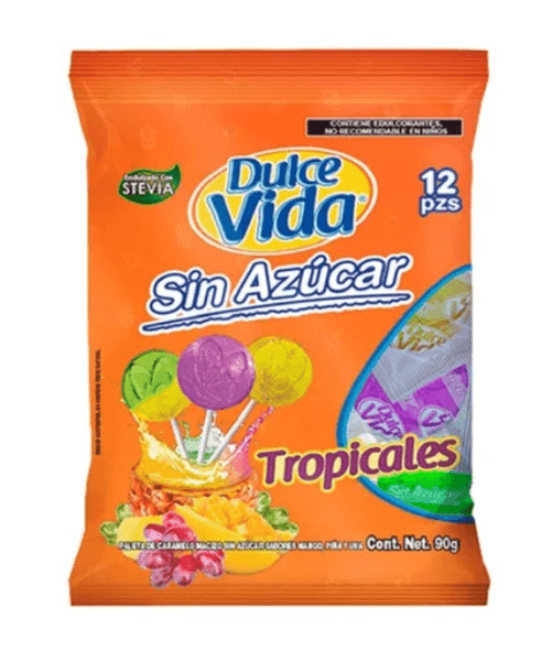 Paleta De Caramelo Macizo Tropicales 12 Pz
