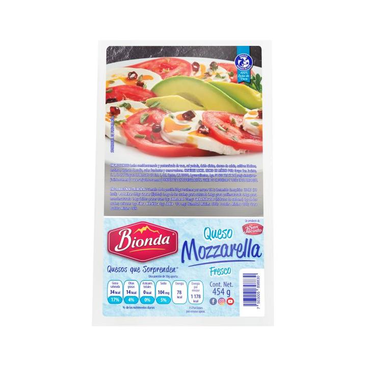 Bionda Queso Mozzarela Fresco 430 G 430 G