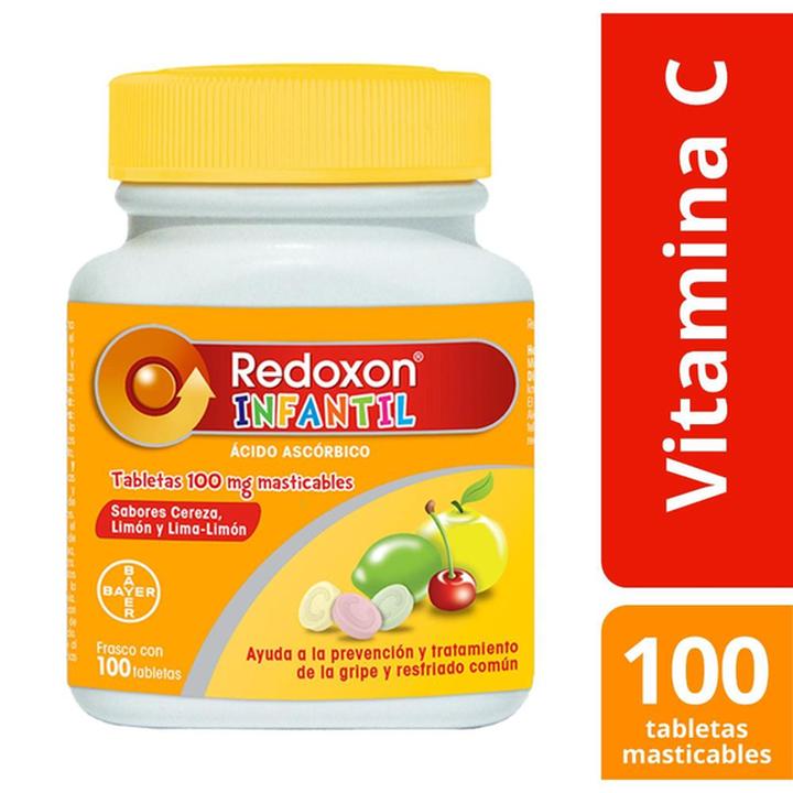 Bayer Redoxon Infantil Acido Ascorbico Vitamina C Con 100 Pz
