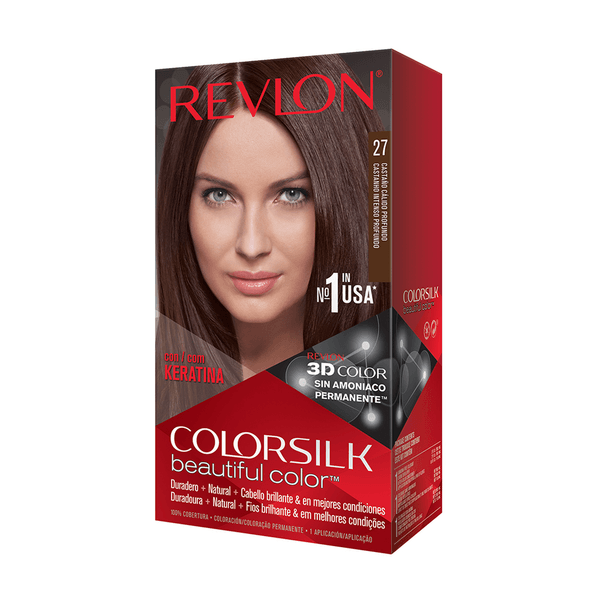 Tinte Para Cabello Colorsilk Con Queratina Tono 27 Castaño Cálido Profundo 59.1 Ml