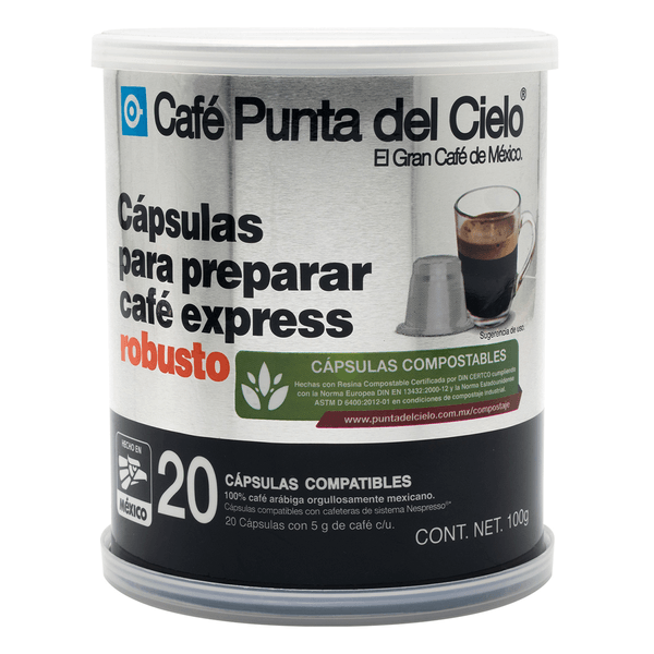 Punta Del Cielo Cápsulas Express Robusto Con 20 Pz, 100 G